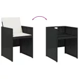13 részes fekete polyrattan kerti ülőgarnitúra párnákkal