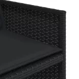 9 részes fekete polyrattan kerti étkezőgarnitúra párnákkal