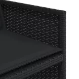 11 részes fekete polyrattan kerti étkezőgarnitúra párnákkal