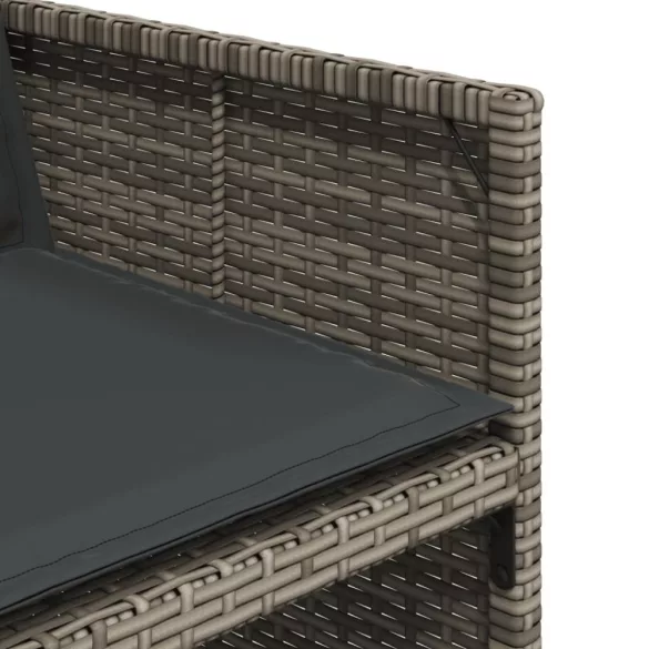 11 részes szürke polyrattan kerti ülőgarnitúra párnákkal