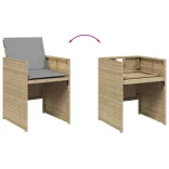 13részes vegyes bézs polyrattan kerti étkezőgarnitúra párnákkal