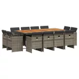 13 részes szürke polyrattan kerti ülőgarnitúra párnákkal