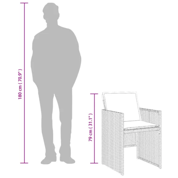 13 részes szürke polyrattan kerti ülőgarnitúra párnákkal