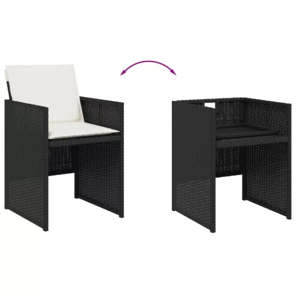 13 részes fekete polyrattan kerti ülőgarnitúra párnákkal