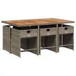 7 részes szürke polyrattan kerti étkezőgarnitúra párnával