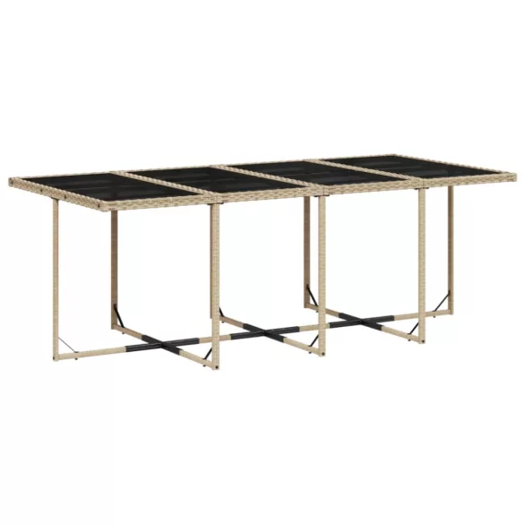 9 részes bézs polyrattan kerti étkezőgarnitúra párnákkal