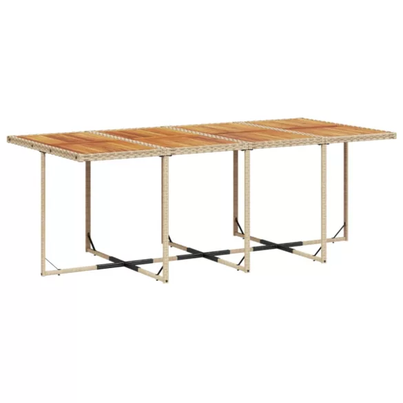 9 részes bézs polyrattan kerti étkezőgarnitúra párnákkal