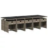 11 részes szürke polyrattan kerti ülőgarnitúra párnákkal
