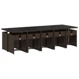 11 részes barna polyrattan kerti ülőgarnitúra párnákkal