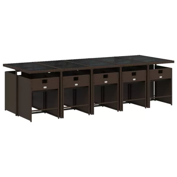 11 részes barna polyrattan kerti ülőgarnitúra párnákkal