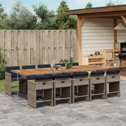   11 részes szürke polyrattan kerti ülőgarnitúra párnákkal