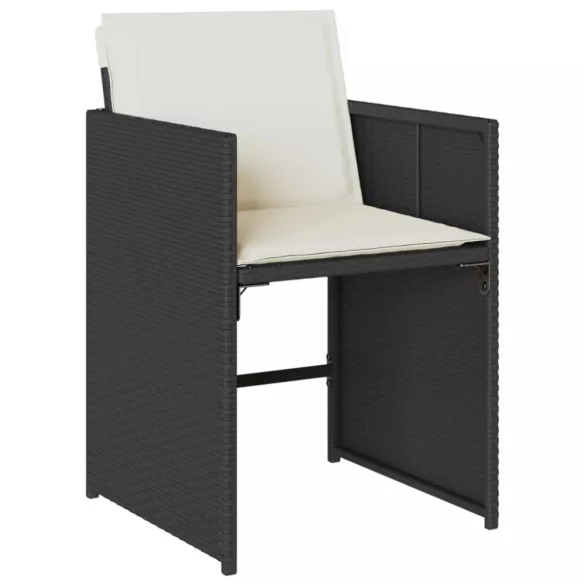 13 részes fekete polyrattan kerti ülőgarnitúra párnákkal