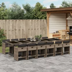   13 részes szürke polyrattan kerti ülőgarnitúra párnákkal