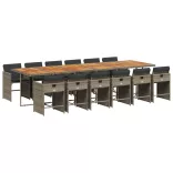 13 részes szürke polyrattan kerti ülőgarnitúra párnákkal