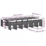 13 részes szürke polyrattan kerti ülőgarnitúra párnákkal