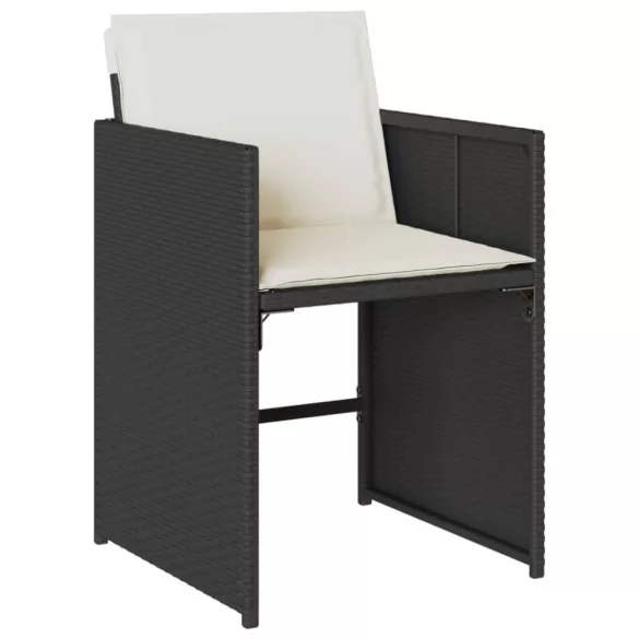 13 részes fekete polyrattan kerti ülőgarnitúra párnákkal