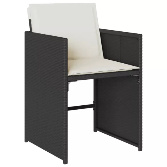 13 részes fekete polyrattan kerti ülőgarnitúra párnákkal