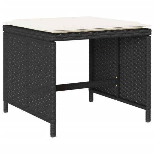 13 részes fekete polyrattan kerti ülőgarnitúra párnákkal