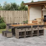 13 részes szürke polyrattan kerti ülőgarnitúra párnákkal