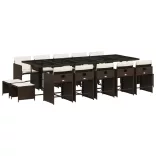 15 részes barna polyrattan kerti ülőgarnitúra párnákkal