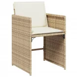 9 részes bézs polyrattan kerti étkezőgarnitúra párnákkal