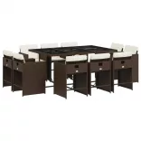 11 részes barna polyrattan kerti ülőgarnitúra párnákkal