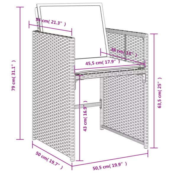 11részes vegyes bézs polyrattan kerti étkezőgarnitúra párnákkal