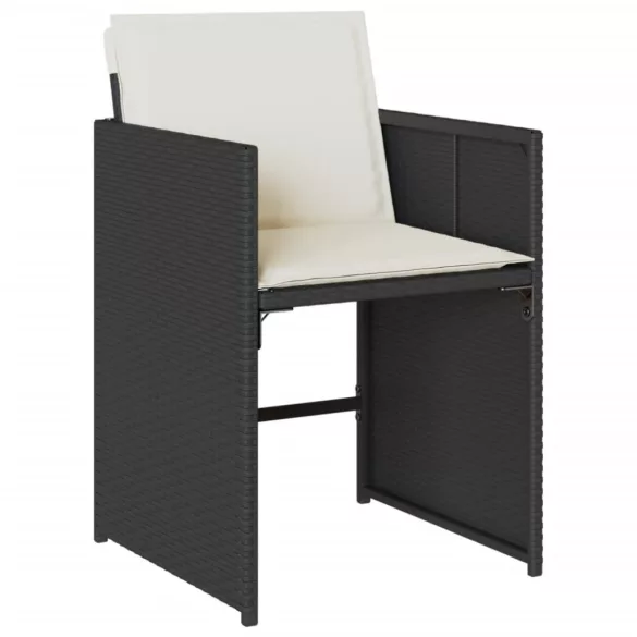 13 részes fekete polyrattan kerti ülőgarnitúra párnákkal