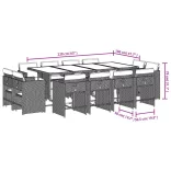 13 részes szürke polyrattan kerti ülőgarnitúra párnákkal