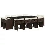 13 részes barna polyrattan kerti ülőgarnitúra párnákkal