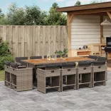 13 részes szürke polyrattan kerti ülőgarnitúra párnákkal
