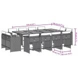 13 részes szürke polyrattan kerti ülőgarnitúra párnákkal