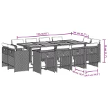 13 részes fekete polyrattan kerti ülőgarnitúra párnákkal