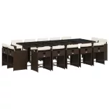 15 részes barna polyrattan kerti ülőgarnitúra párnákkal