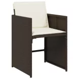 15 részes barna polyrattan kerti ülőgarnitúra párnákkal