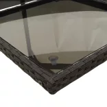 7 részes fekete polyrattan kerti étkezőgarnitúra párnával