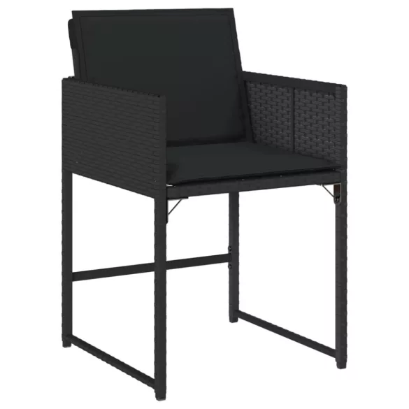 7 részes fekete polyrattan kerti étkezőgarnitúra párnával