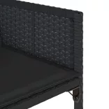 7 részes fekete polyrattan kerti étkezőgarnitúra párnával
