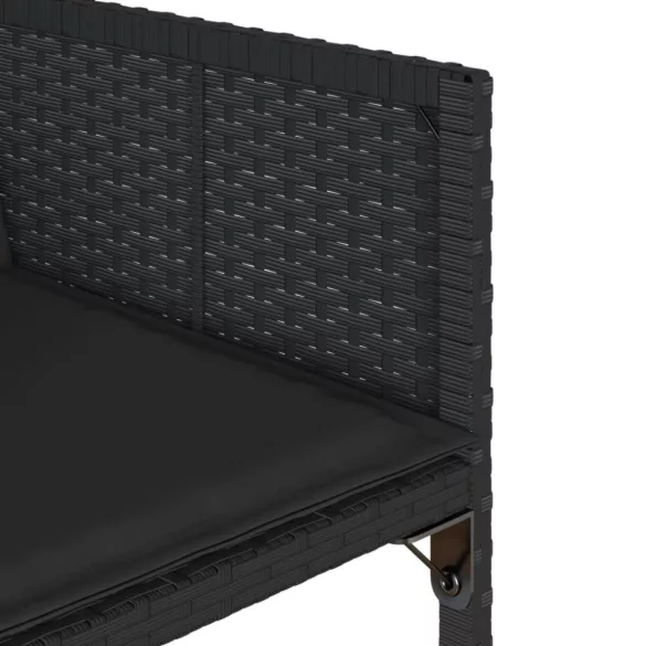 7 részes fekete polyrattan kerti étkezőgarnitúra párnával