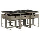 7 részes szürke polyrattan kerti étkezőgarnitúra párnával