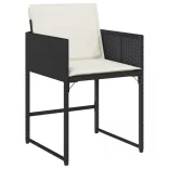 7 részes fekete polyrattan kerti étkezőgarnitúra párnával