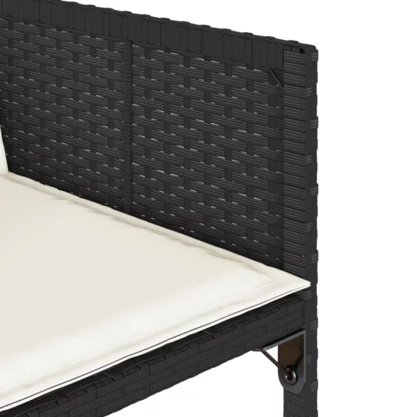 7 részes fekete polyrattan kerti étkezőgarnitúra párnával