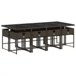 9 részes barna polyrattan kerti étkezőgarnitúra párnákkal