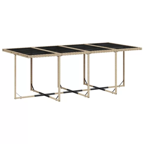 9 részes bézs polyrattan kerti étkezőgarnitúra párnákkal