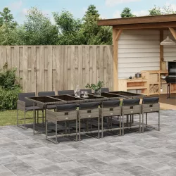   11 részes szürke polyrattan kerti ülőgarnitúra párnákkal
