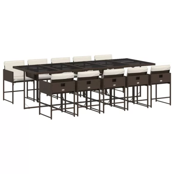 11 részes barna polyrattan kerti ülőgarnitúra párnákkal