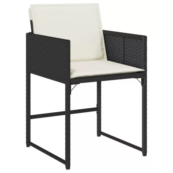 13 részes fekete polyrattan kerti ülőgarnitúra párnákkal