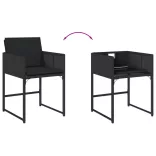 13 részes fekete polyrattan kerti ülőgarnitúra párnákkal