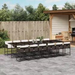   13 részes barna polyrattan kerti ülőgarnitúra párnákkal