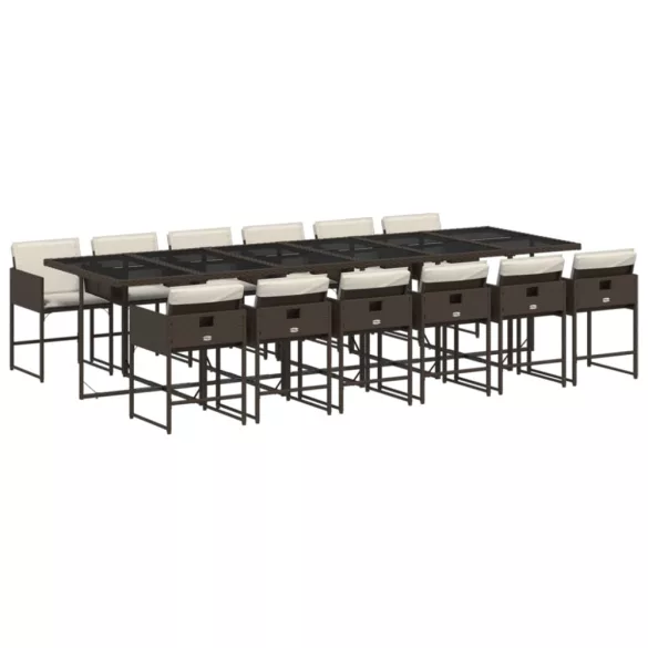 13 részes barna polyrattan kerti ülőgarnitúra párnákkal